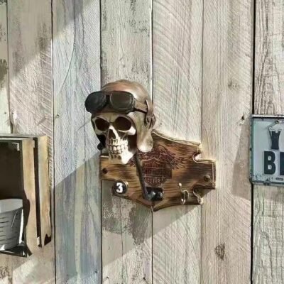 Skull Helmet Rack Wall Mount - Flying skeleton9165